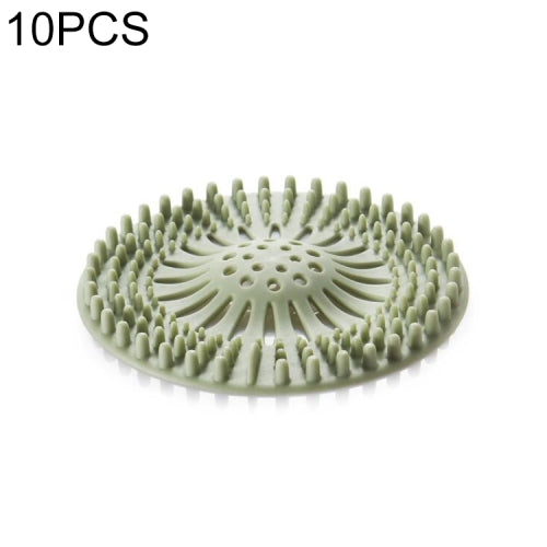 10 PCS Bathroom Kitchen Hair filter Mesh Sink Anti-clogging Silicone Floor Drain Mat(Green)
