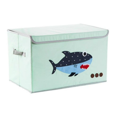 M 39x26x26cm Cloth Childrens Toys Cartoon Box Foldable Storage Box Clothing Storage Box(Green Shark)