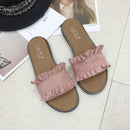Lotus Leaf Edge Beach Flat Bottom Sandals Slippers, Size:40(Pink)