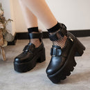 Retro Round Head Muffin Bottom Leather Shoes Princess Shoes, Size:38(Black)