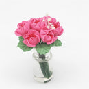 Mini Dollhouse Living Room Decoration Garden Scene Potted Roses(Rose Red )