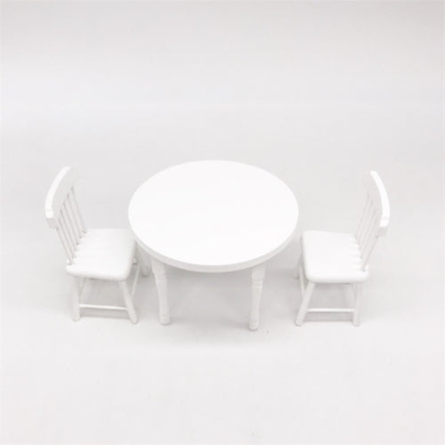 1:12 Mini Doll House Scene Decoration Dining Table and Chair Set(White )