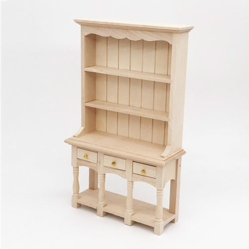 Dollhouse Furniture Miniature Study Room Decoration Wooden Bookcase Cabinet with Drawers(Prime Embryo)