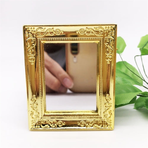 1:12 Mini House Toy Simulation Wall Mirror for Bedroom(Gold )