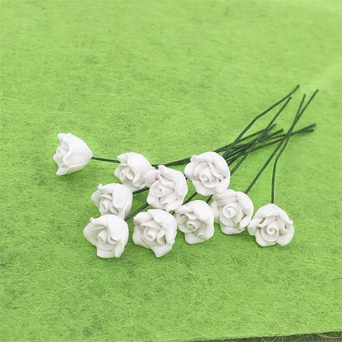 10 PCS 1:12 Mini Doll House Garden Bedroom Scene Decoration Roses(White )