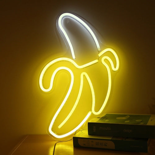 LED Acrylic Transparent Back Panel Neon Light Holiday Decoration Lamp(Banana)