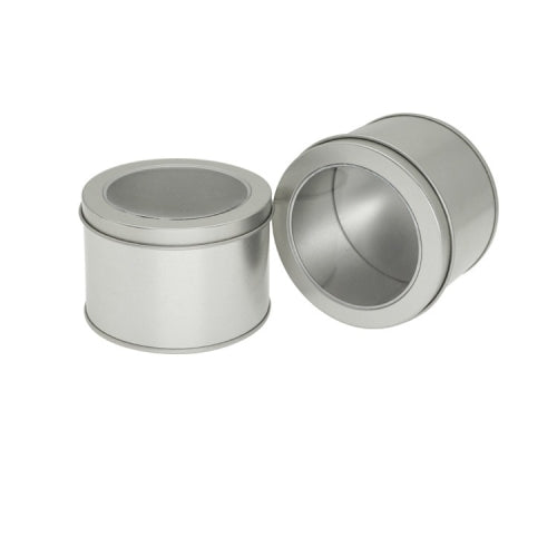 Deep Round Skylight Transparent Window Top Cover Tin Box Food Tea Can Baking Cake Box, Size:9cm x 9cm x 6cm(Silver)