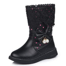 Children Velvet Bow Pendant Lace Lace Snow Boots, Size:27, Color:Black
