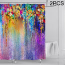 2 PCS Bathroom Toilet Waterproof Shower Curtain Digital Printing Bathroom Curtain, Size:180x200cm(Purple)