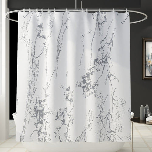 Simple Marble Striped Waterproof Shower Curtain Carpet Toilet Mat Set, Model:YL218