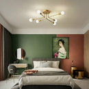 6 Heads Personalized Copper Glass Lampshade Ceiling Lamp without Light Source