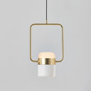 Modern Minimalist Bar Restaurant Bedroom Bedside Single Head Chandelier, Power source: 5W White Light(White Square Frame)