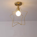 Double-frame Ceiling Lamp All Copper Personality Brass Five-pointed Star Chandelier without Light Source