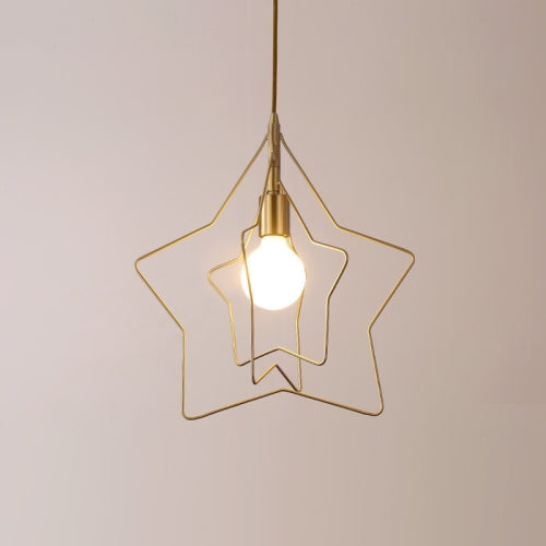 Three-frame Chandelier All Copper Personality Brass Five-pointed Star Chandelier with 5W Three-color Light LED