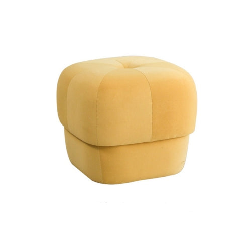 Modern Fabric Solid Wood Stool Thickened Small Stool Living Room Stool, Specification:Small Bright Yellow