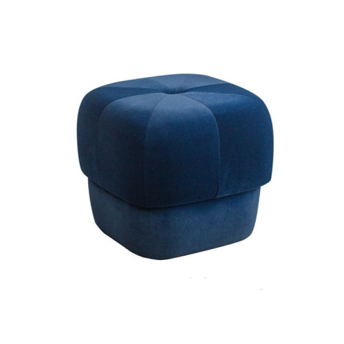 Modern Fabric Solid Wood Stool Thickened Small Stool Living Room Stool, Specification:Small Dark Blue