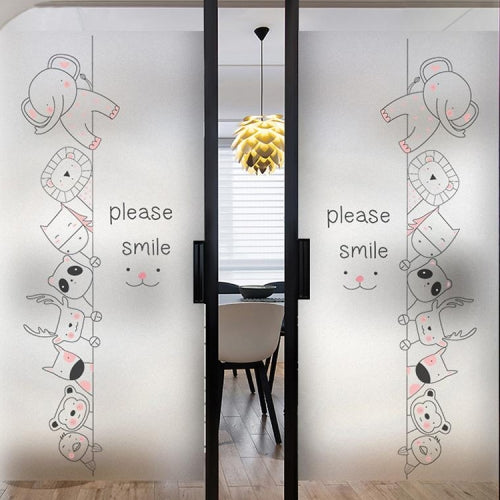 Cartoon Animal Window Matte Bathroom Transparent Opaque Bathroom Door Cellophane Film Anti-slip Stickers, Size:60x90cm(LoveB)
