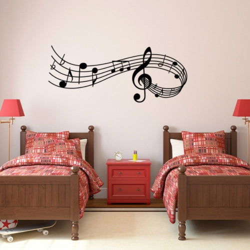 Music Sound Notes Wall Decal Bedroom Music Classroom Decor Removable Music Sticker, Size:M 39cmx100cm(Black)