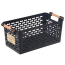 Plastic Desktop Storage Basket Rectangular Bathroom Portable Storage Box(Black)