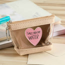 Transparent Candy Color Love Women Zip Coin Purse with Keychain(Khaki)