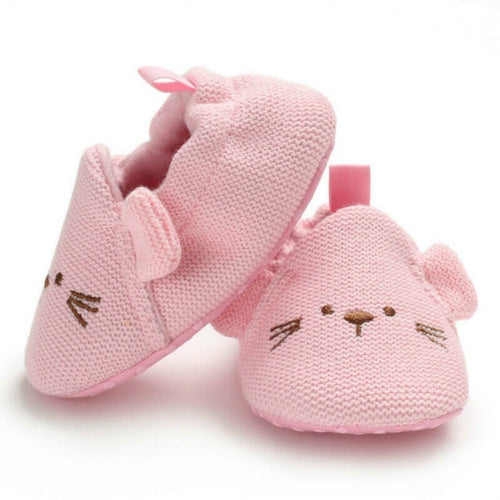 Baby Cotton Warm Soft Sole Plush Prewalker, Size:12CM(Pink)