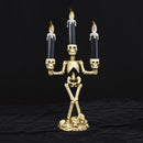 2 PCS Halloween Decoration Ghost Festival with Lights Skeleton Man Candle Holder Ornaments(Silver )