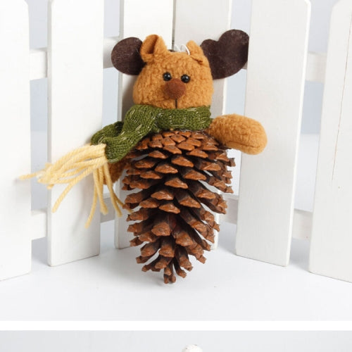 2 PCS Christmas Simulation Pine Cone Pendant Decoration(Small Deer )