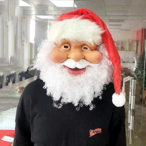 2 PCS Christmas Santa Claus Silicone Mask Beard Decoration