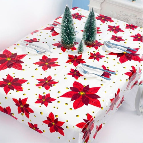 2 PCS Christmas Creative Disposable PVC Printed Tablecloth Table Decoration(Leaf )