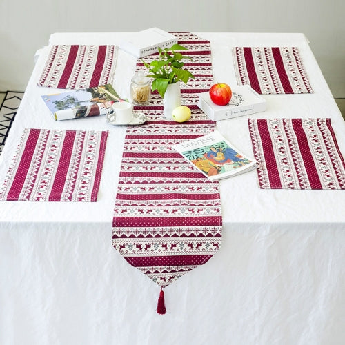 2 Sets Christmas Table Linen Printed Table Flag Set Decoration Supplies