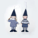 2 Groups Christmas Creative Wooden Boy Girl Pendant Ornament(Grey)