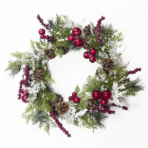 2 PCS Christmas Creative Wreath Pine Cone Ornament(Red)