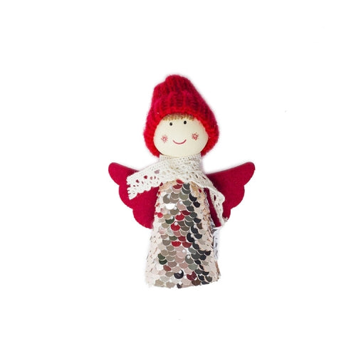 2 PCS Christmas Tree Plush Mini Doll Ornament, Specification: Golden Sequin Angel