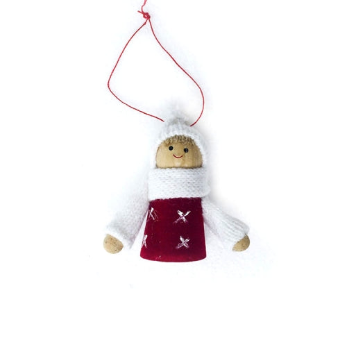 2 PCS Christmas Tree Plush Mini Doll Ornament, Specification: Red White Hat