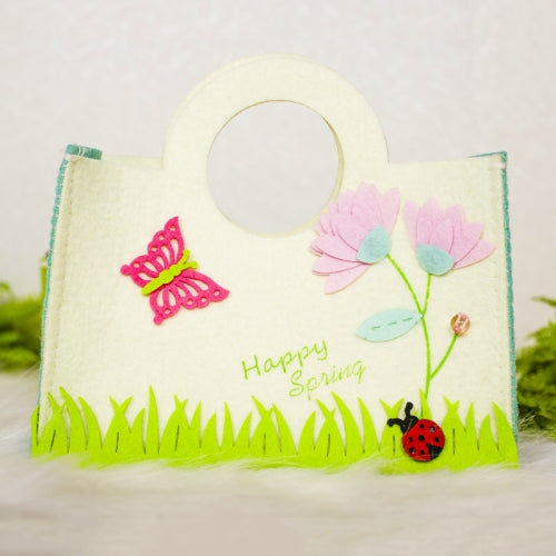2 PCS Cartoon Butterfly Fabric Felt Candy Storage Bag Shopping Basket, Specification: C Round Portable Bag