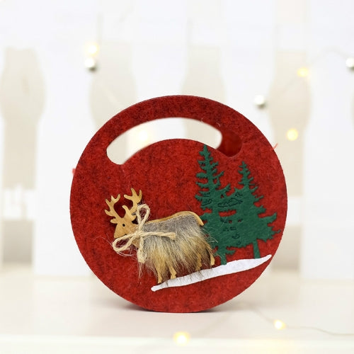 2 PCS Christmas Felt Portable Candy Gift Decorative Bag, Shape:Round(Red)
