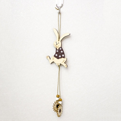 Pendant Easter House Name Creative Rooster Rabbit Bird Wooden Charm(Rabbit )