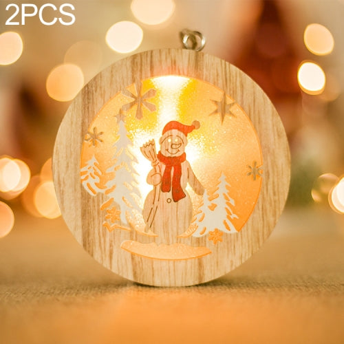 2 PCS Christmas Wooden Creative Santa Snowman Elk Lamp Lighting Pendant( Snowman)