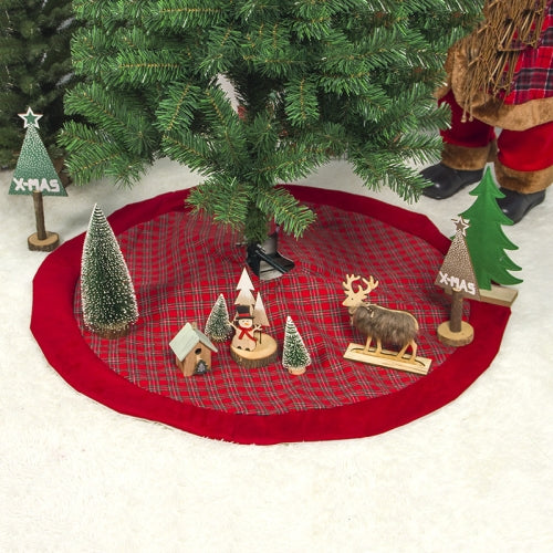 2 PCS Christmas Double Plaid Velvet Edging Christmas Tree Bottom Decorative Tree Skirt, Size:100x100cm