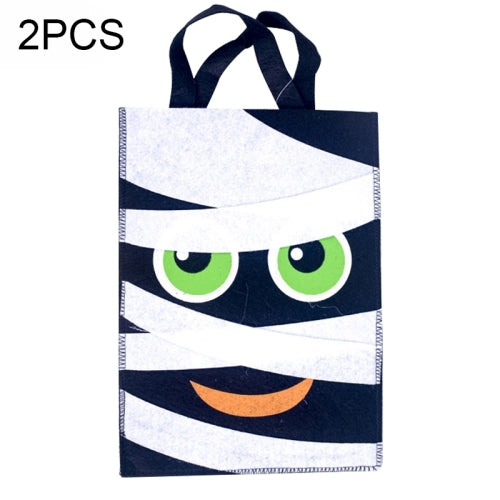 2 PCS Halloween Decoration Fabric Felt Portable Storage Bag Children Trick or Treat Sugar Candy Bag, Size: B Section Black and White Bandage