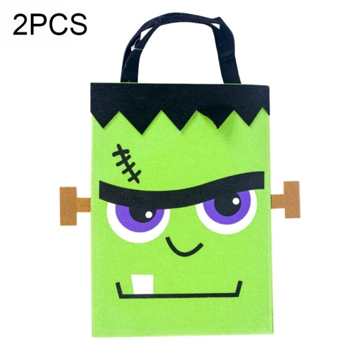 2 PCS Halloween Decoration Fabric Felt Portable Storage Bag Children Trick or Treat Sugar Candy Bag, Size: C Section Green