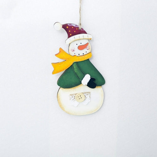 2 PCS Christmas Creative Painted Cartoon Resin Pendant Ornament(Christmas Snowman )