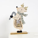 2 PCS Christmas Wooden Painted Elk Lamp with Light Ornaments(Elk )