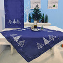 2 PCS Christmas Fabric Christmas Tree Embroidery Table Flag Decorations, Style:Square(Blue)