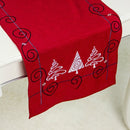 2 PCS Christmas Fabric Christmas Tree Embroidery Table Flag Decorations, Style:Rectangle(Red)
