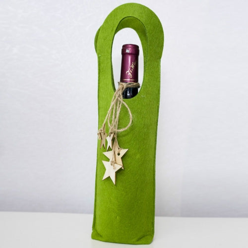 2 PCS Creative Christmas Felt Red Wine Bottle Set(Green )