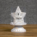 SD275 2 PCS Christmas Decorations Candlestick Wrought Iron Hollow Christmas Candle Holder Ornaments(Star)