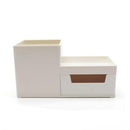 Multifunctional Pen Holder Storage Box Desktop Stationery(White)