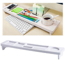Multifunctional Desktop Storage Rack Computer Keyboard Finishing Partition Shelf Holder, Size:53x11.5x5.5cm(White)