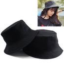 Solid Color Cotton Double-sided Wearable Fisherman Hat for Women, Size:L (Black)